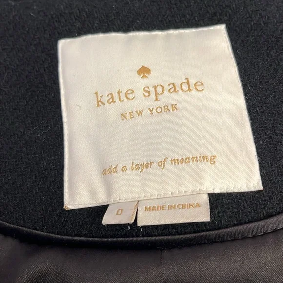 Kate Spade Black Wool Double Breasted Pea Coat size 0 - Picture 2 of 16